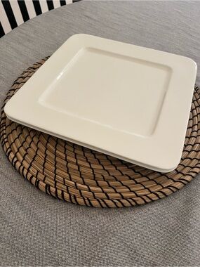 Hotel Collection White Square Ceramic Dinner Plate - Set of two
